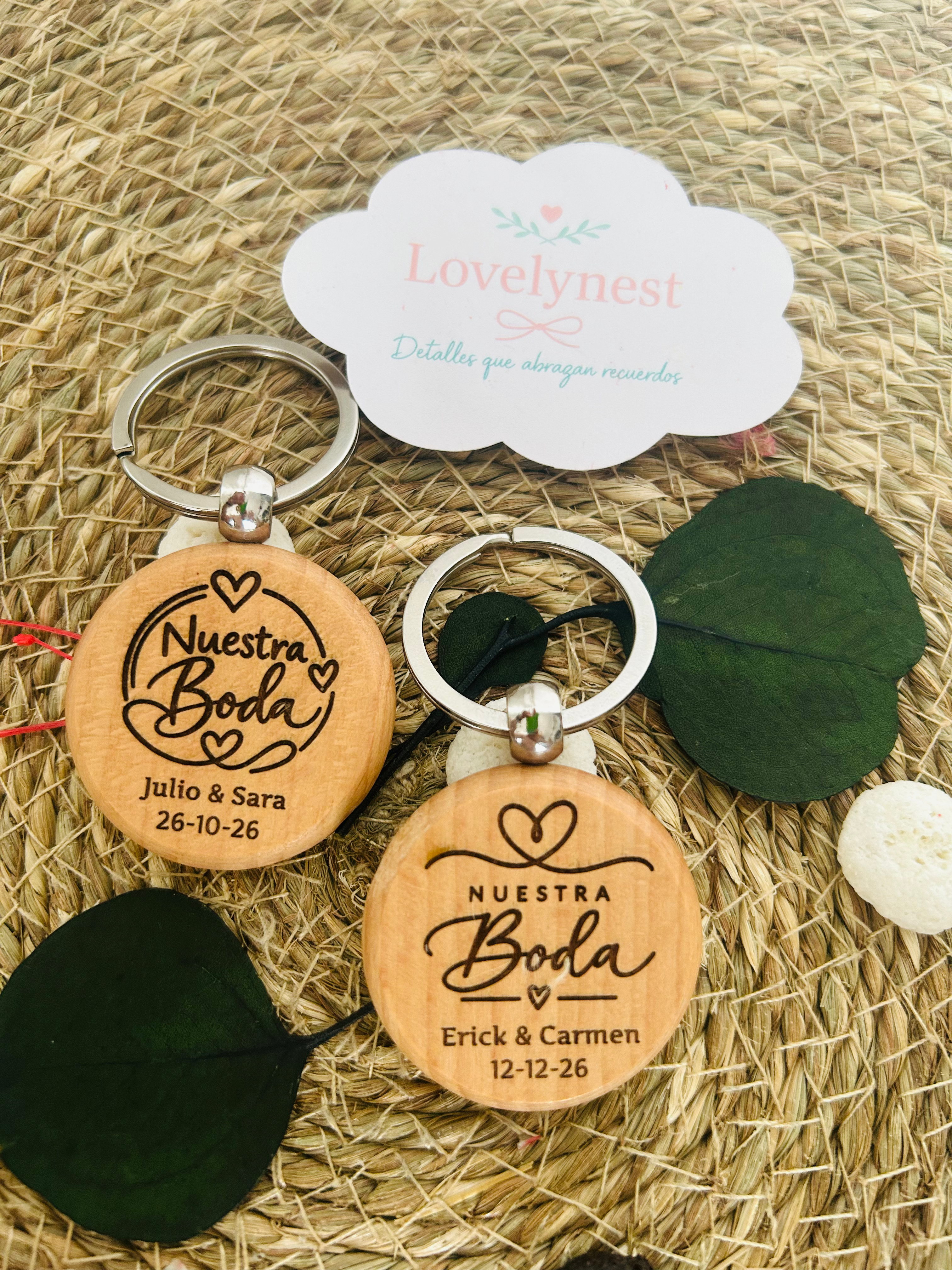 Llavero Sila Redondo Grabado Boda Personalizado