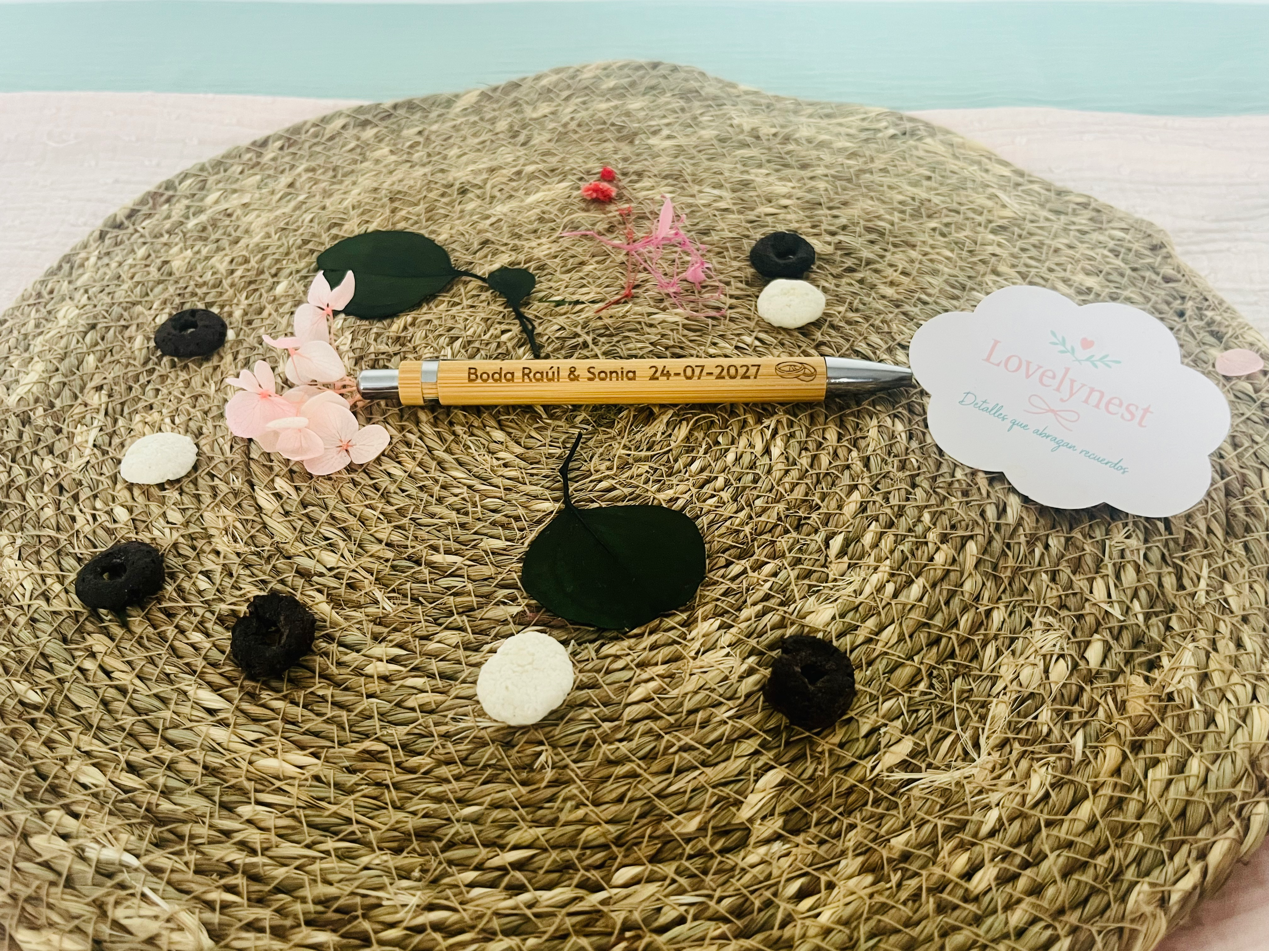 Bolígrafo Elastic de Bambú Personalizado para Boda