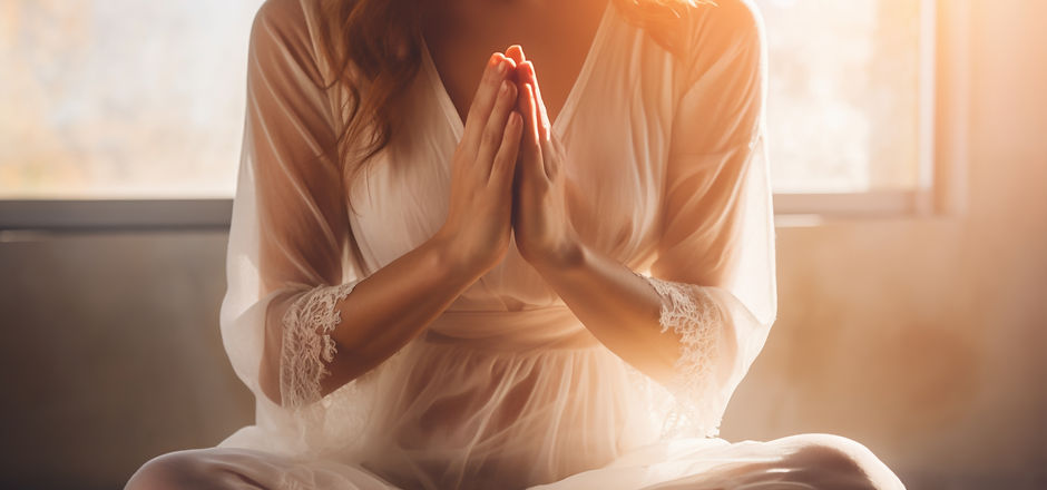 Sessão de meditação, simbolizando a conexão espiritual e a cura através do ThetaHealing.