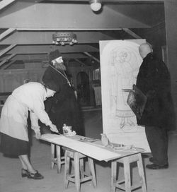 San Sabba Orthodox church, Father Gran, Herr Bicenko and lady painting the Ikons 1951