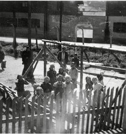 Eisenerz camp 64, view from office window, 1948