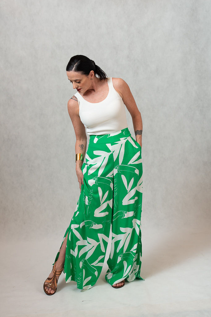 Miniatura: Pantalona A Dama fundo verde aberto