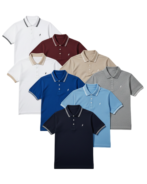 Men's Polo T-shirts with Collar and Sleeve cuff tipping