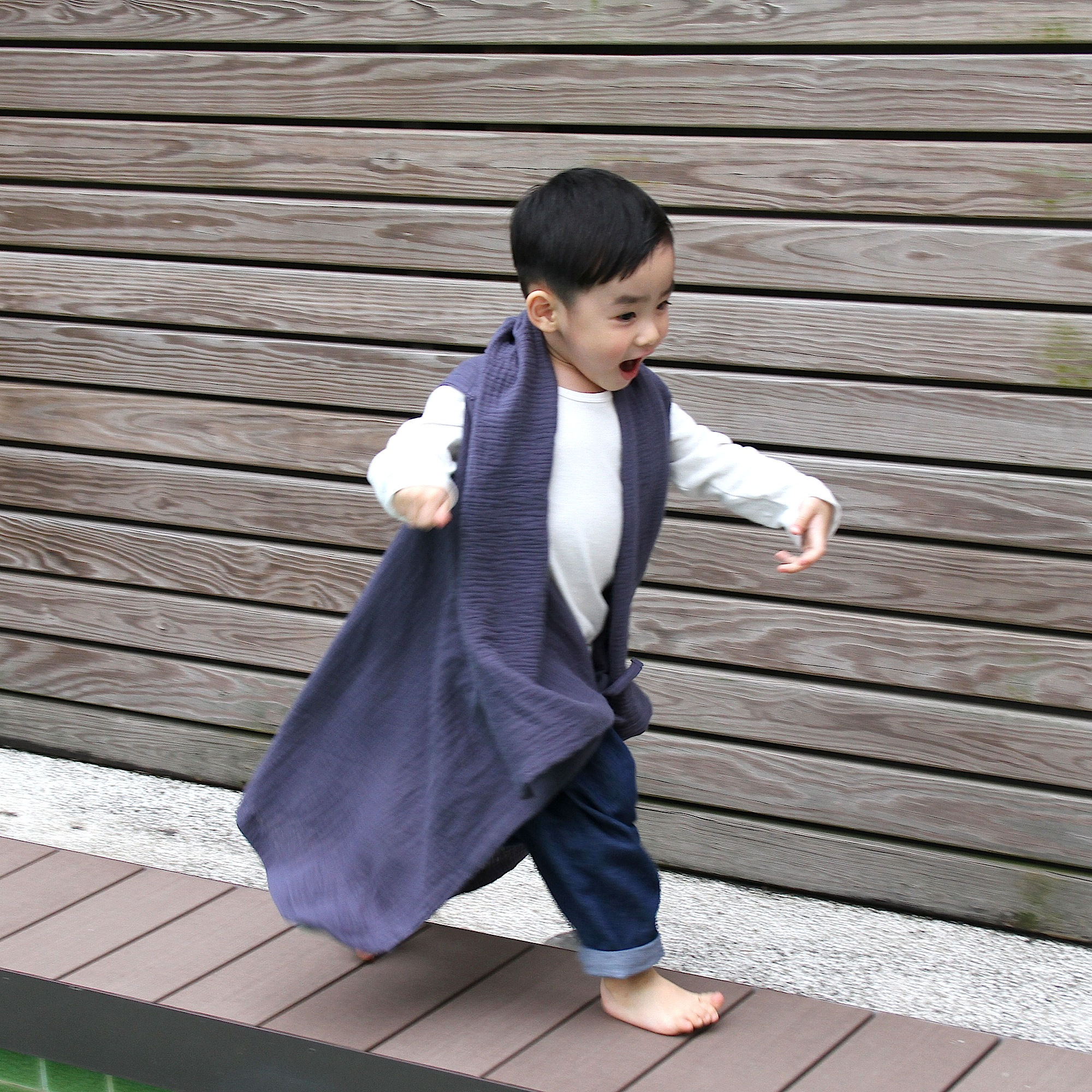 Aribebe - 2in1 Natural Gauze Blanket (Navy)