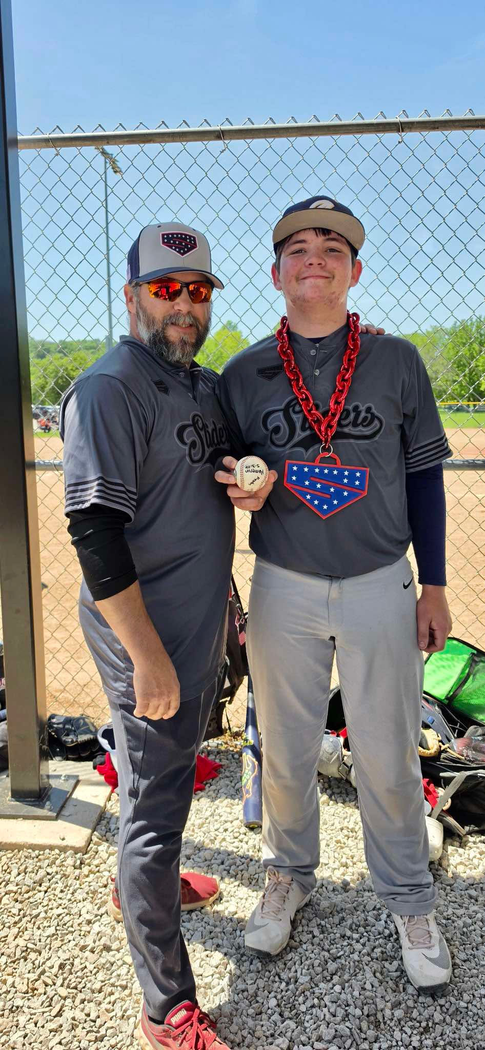 Ryker Cravens with his home run ball.