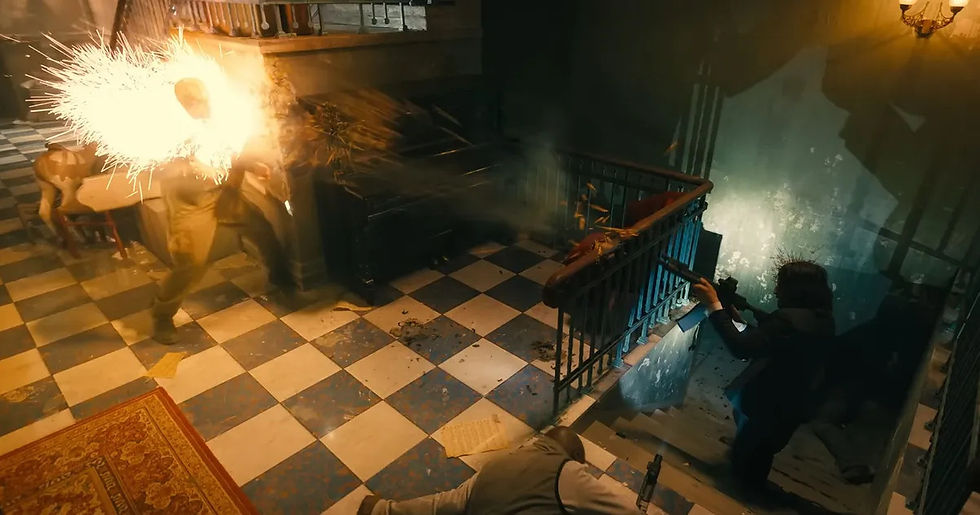 Tell me you aren't in awe as Dragon's Breath ammo literally lights up the room below us | Lionsgate