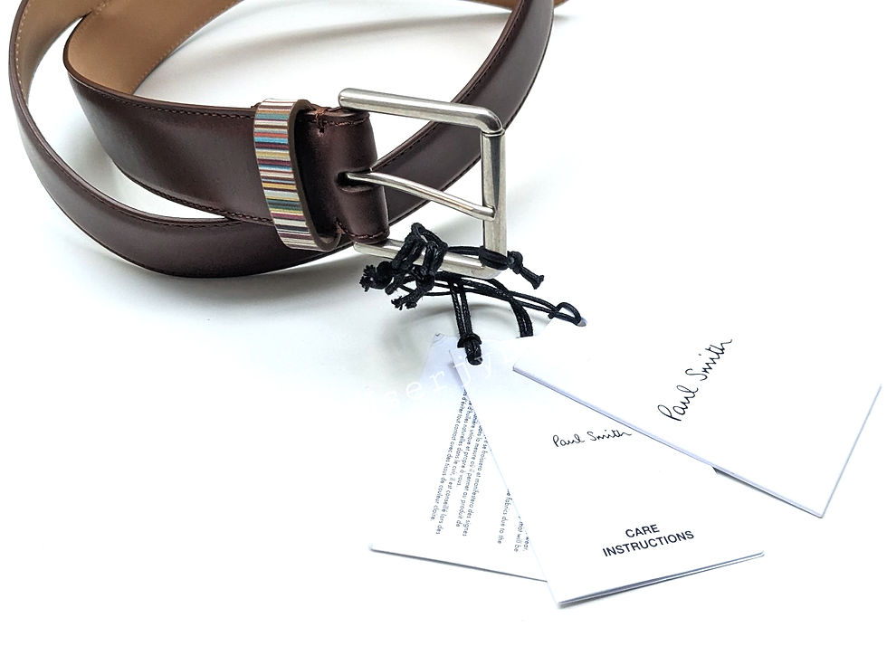 縮圖：Paul Smith Men's Signature Stripe Keeper Brown Leather Belt Size:38 BNWT | £155
