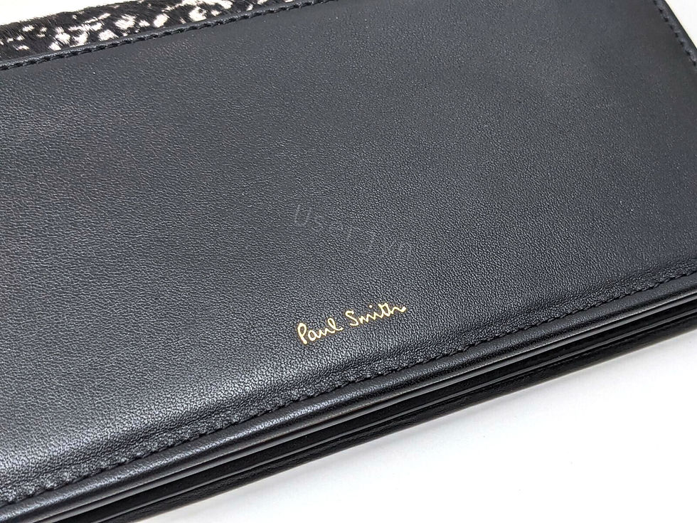 Thumbnail: Paul Smith black leather cow hair purse with gold logo