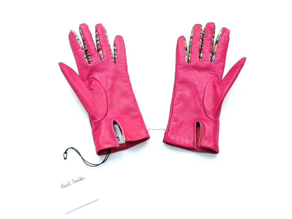 Thumbnail: Paul Smith Women's Signature Swirl Concertina Pink Leather Gloves RRP: £210