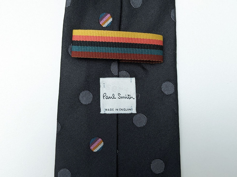 Thumbnail: Paul Smith Men's Artist Stripe Polka Dot Silk classic black Tie overview