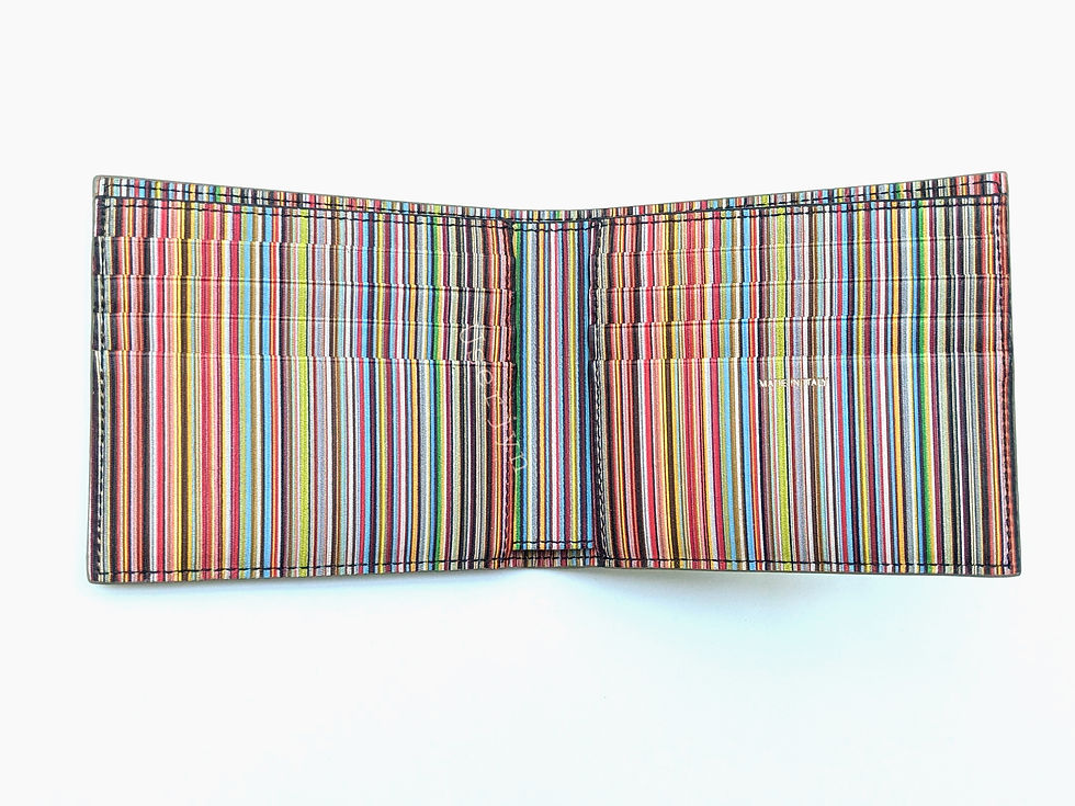 Paul Smith Signature Stripe Interior Khaki Green Leather Wallet RRP: £190