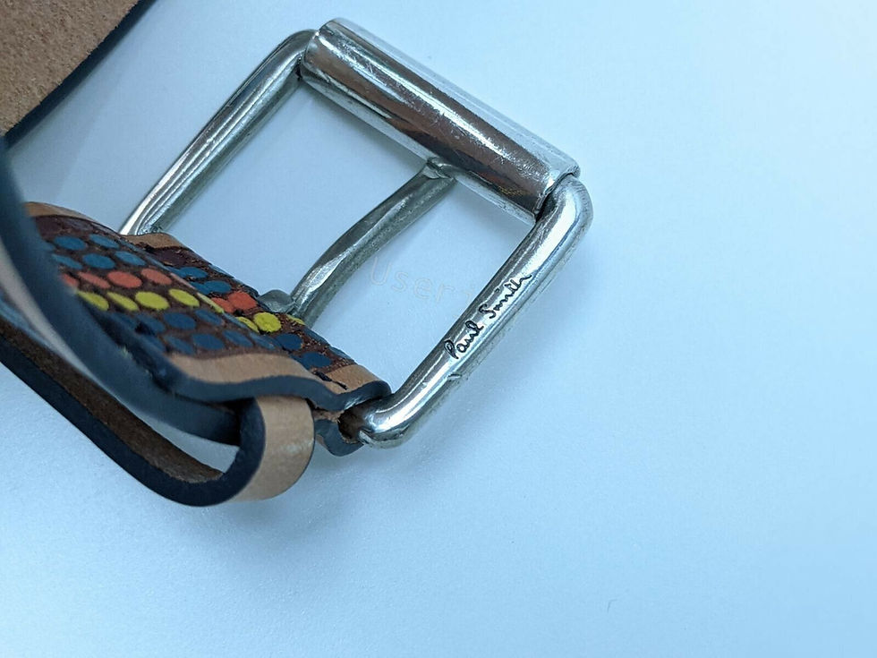 縮圖：Paul Smith Men's Bright Stripe Dots Leather Belt buckle