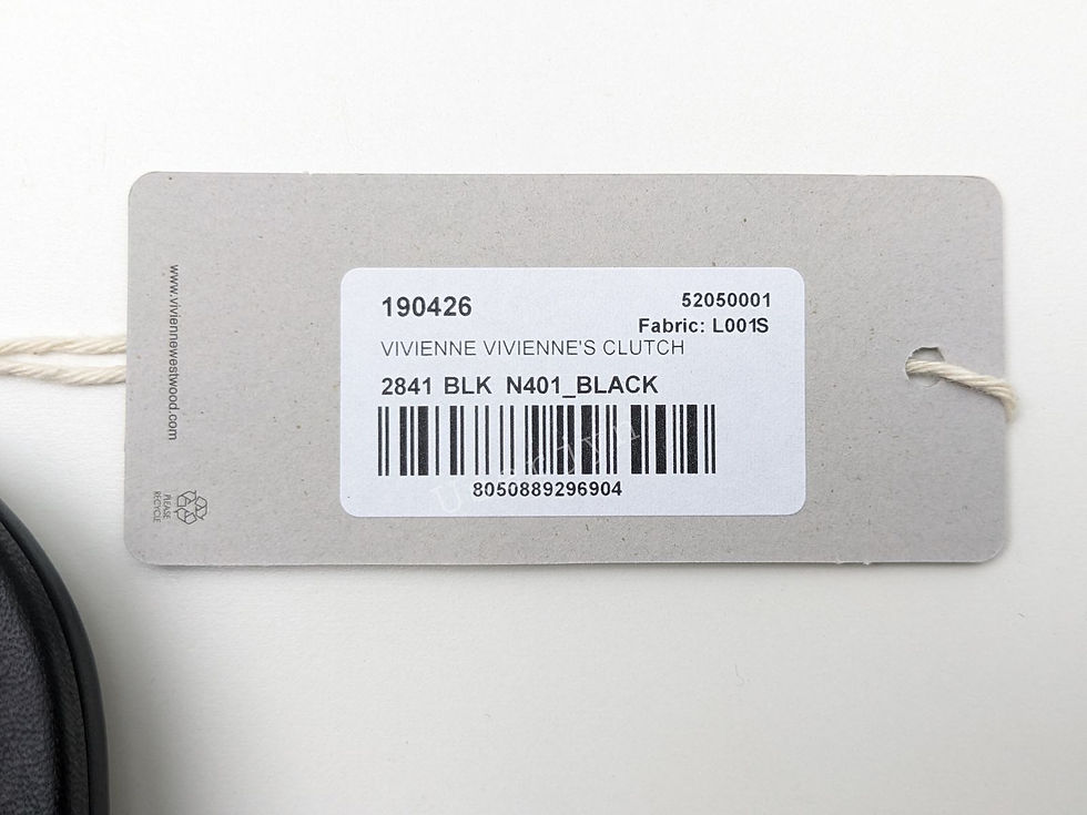 Thumbnail: Vivienne Vivienne's Clutch product tag with visible text and barcode detail Userjyn