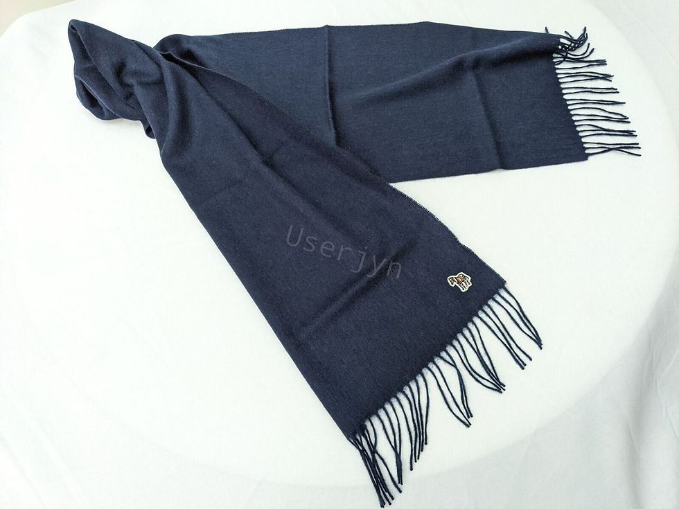 縮圖：Paul Smith Men's Navy Zebra' Patch Lambswool Scarf side view
