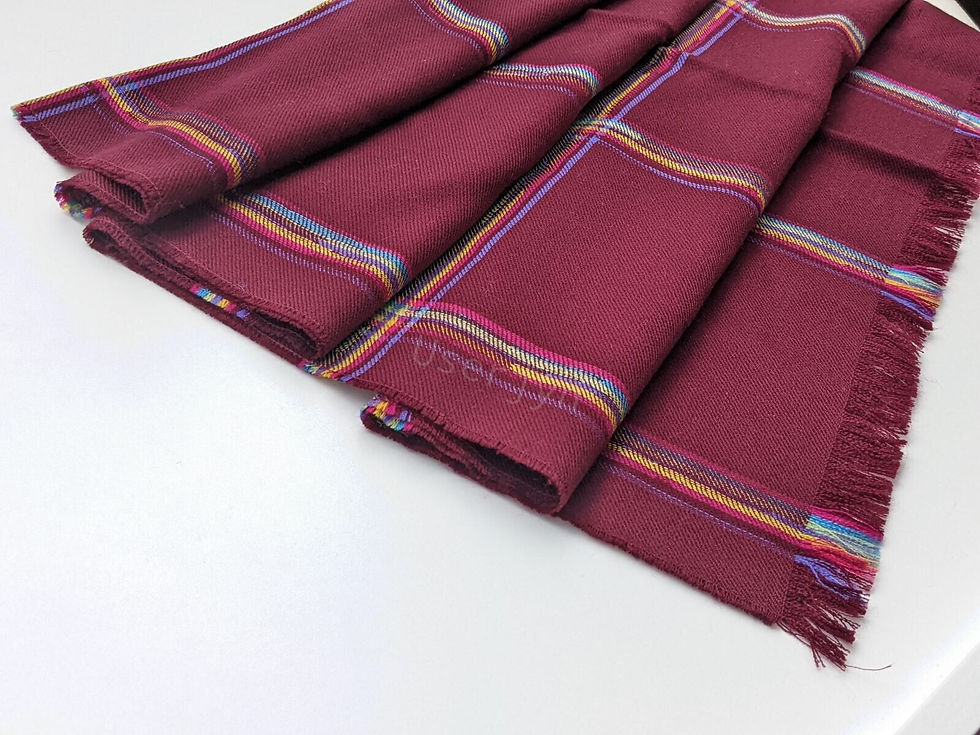 縮圖：Paul Smith Rainbow Check 100% Wool Woven Burgundy Scarf texture