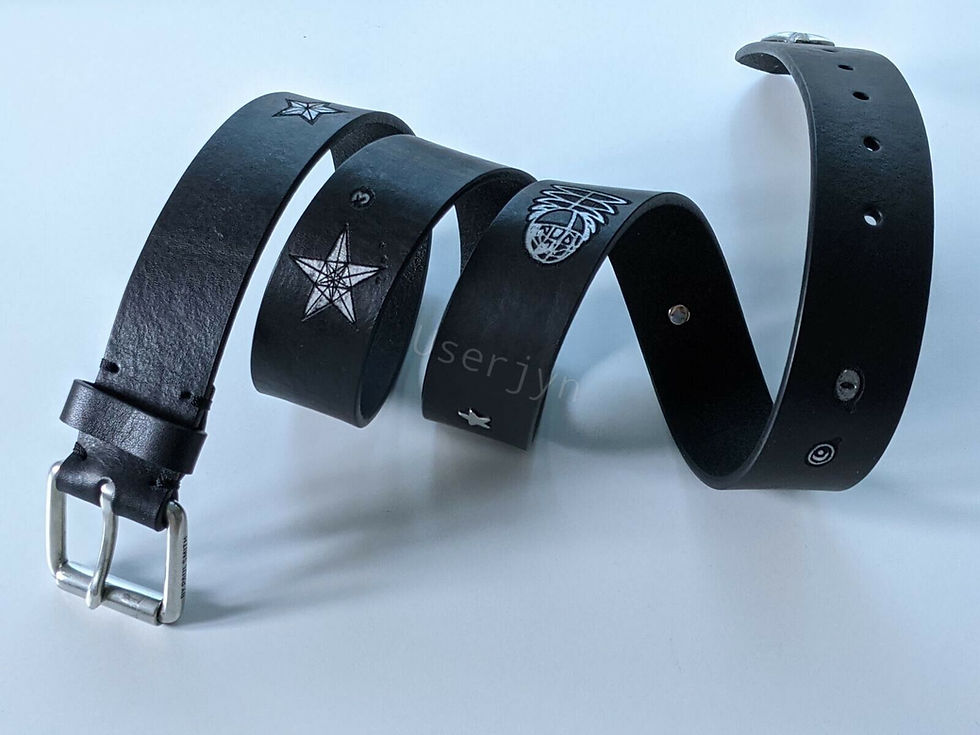 縮圖：Paul Smith Men's Symbols Black Leather Belt detailed main body