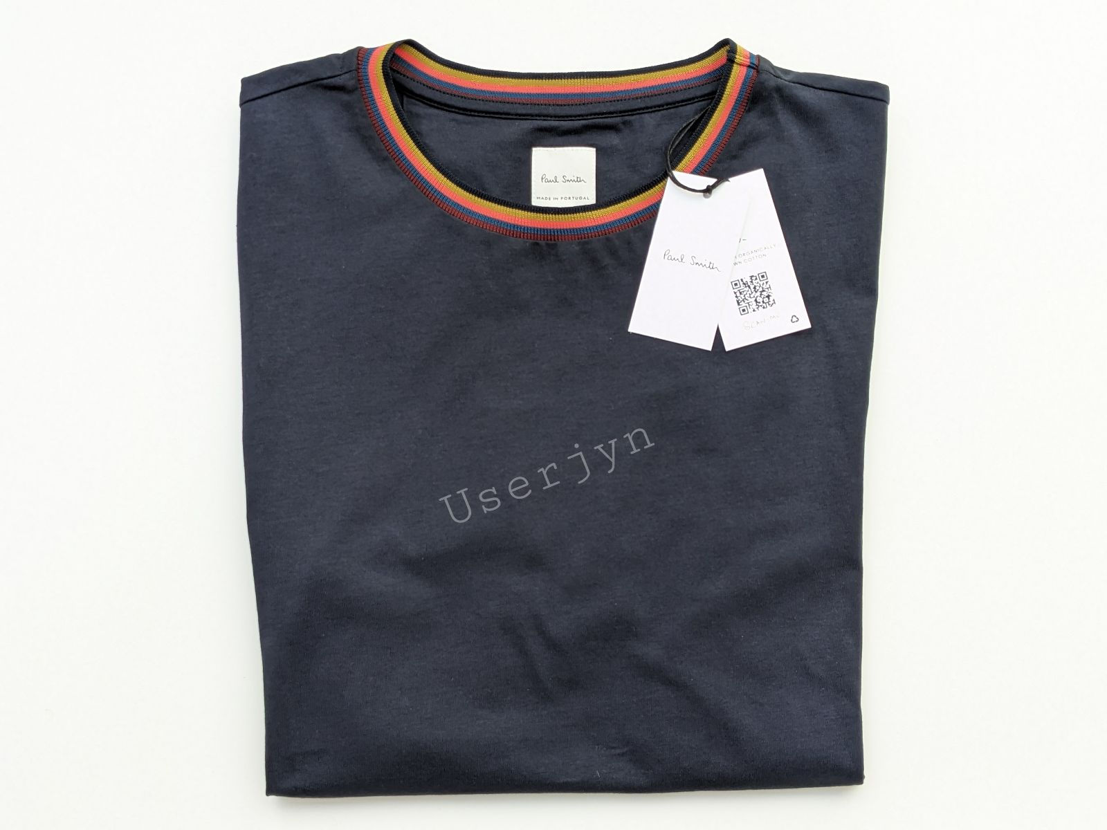 Paul Smith Men's Artist Stripe Tape Collar Navy T-shirt