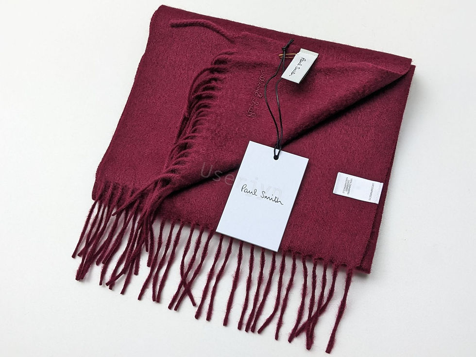 縮圖：Paul Smith 100% Cashmere Burgundy Scarf back view