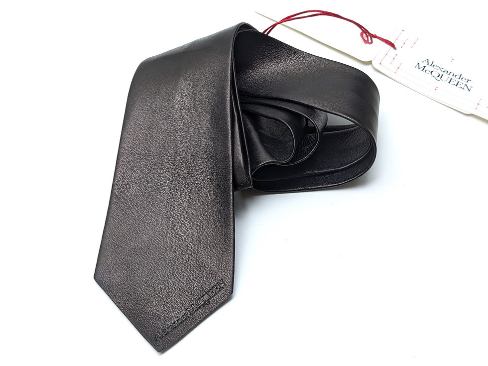 Thumbnail: Alexander McQueen Black Lambskin Leather Tie BNWT Made In Italy | RRP £450
