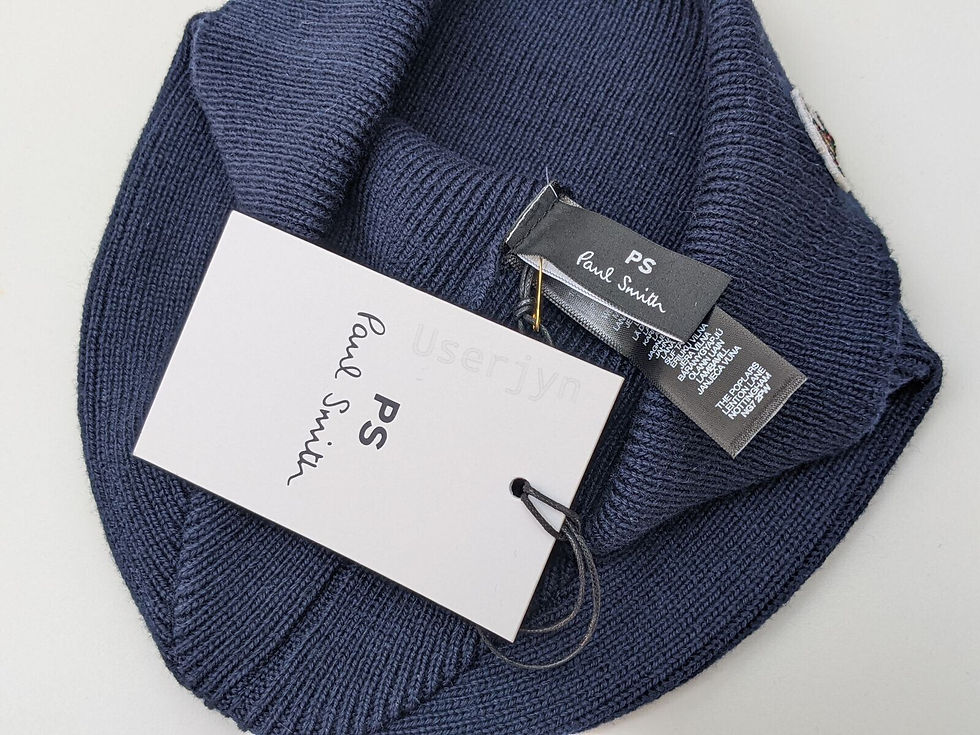 縮圖：Paul Smith Zebra Logo Navy Wool Beanie Hat internal view