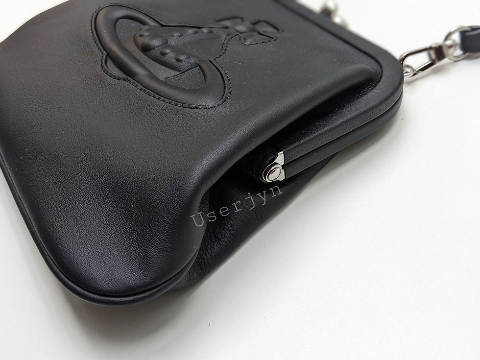 縮圖：Black Vivienne Westwood wallet with gold orb, navy leather coin pouch, Userjyn.