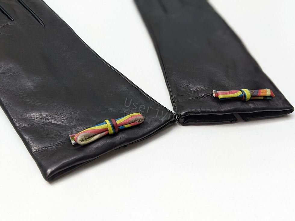 縮圖：Paul Smith Women's Signature Swirl Bow Tie Black Leather gloves details