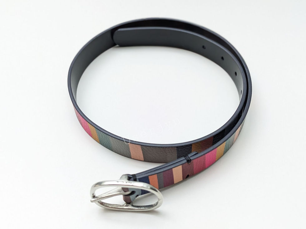 縮圖：Paul Smith Women's Signature Swirl & Black Leather Reversible Belt close top view