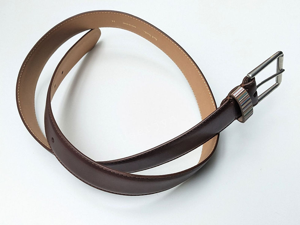 縮圖：Paul Smith Men's Signature Stripe Keeper Brown Leather Belt Size:38 BNWT | £155