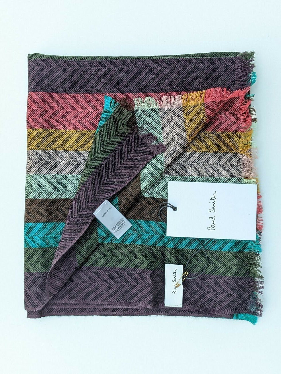 縮圖：Paul Smith Artist Stripe Herringbone Scarf with all tags