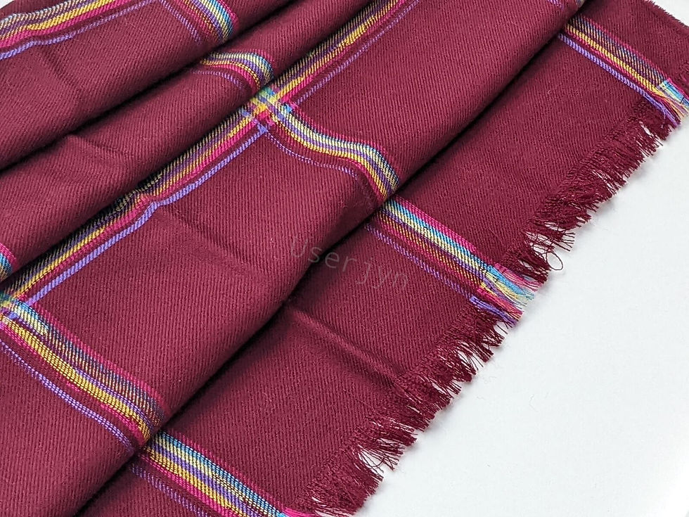 縮圖：Paul Smith Rainbow Check 100% Wool Woven Burgundy Scarf bottom view