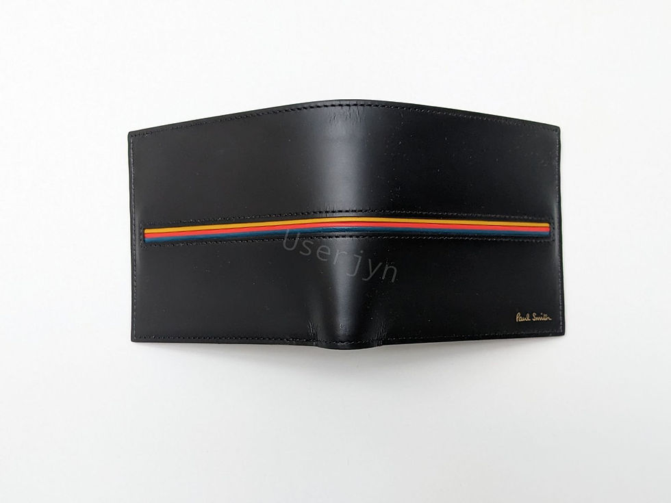 縮圖：Black leather wallet with stripe detail, Paul Smith brand, a stylish accessory.