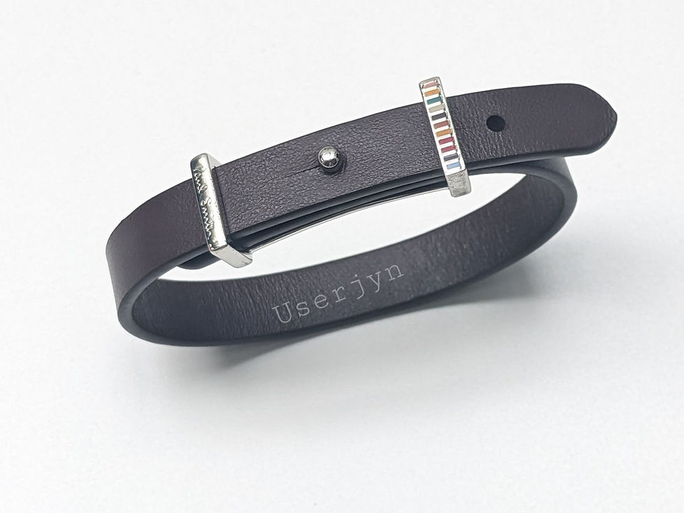 Paul Smith Men's Signature Stripe Buckle Brown Leather Bracelet overview