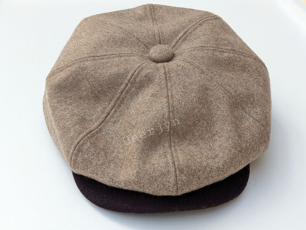 Brown newsboy style cap on white background, stylish headwear, userjyn