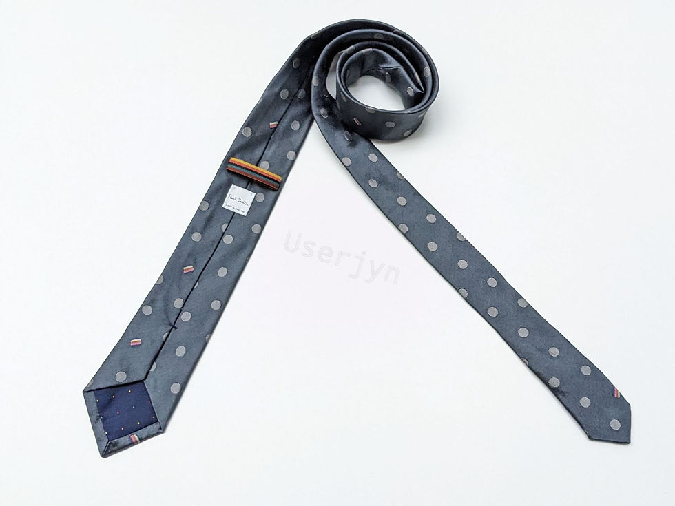 Thumbnail: Paul Smith Men's Artist Stripe Polka Dot Silk Narrow grey Tie back view