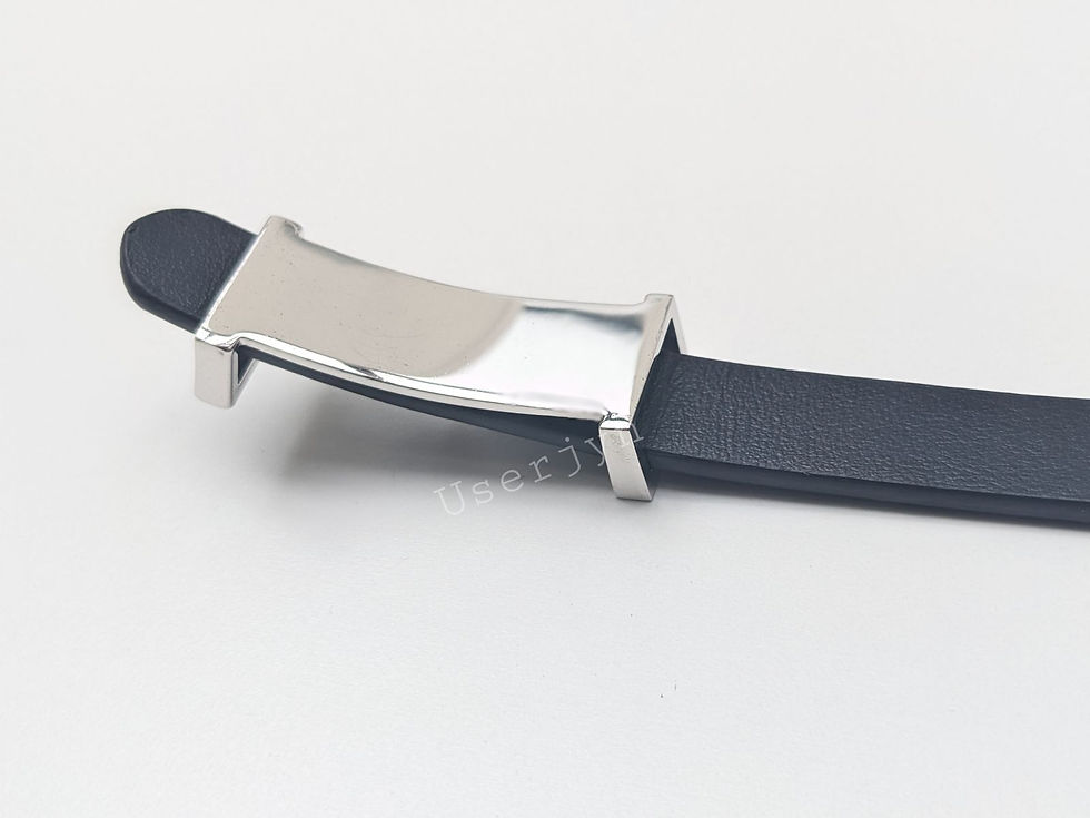 Thumbnail: Paul Smith Men's Signature Stripe Buckle Black Leather Bracelet close back view