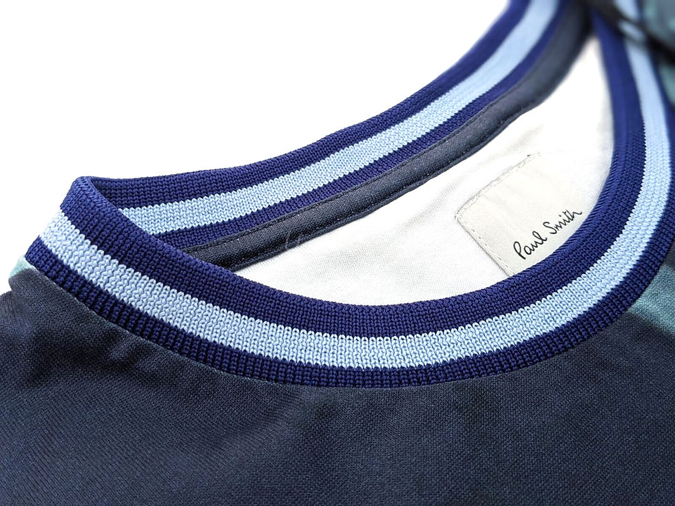 縮圖：Paul Smith T-shirt, blue striped ribbed collar, label