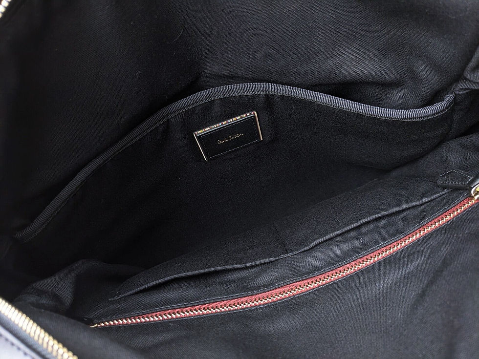 縮圖：Paul Smith black bag interior with compartments and red zipper