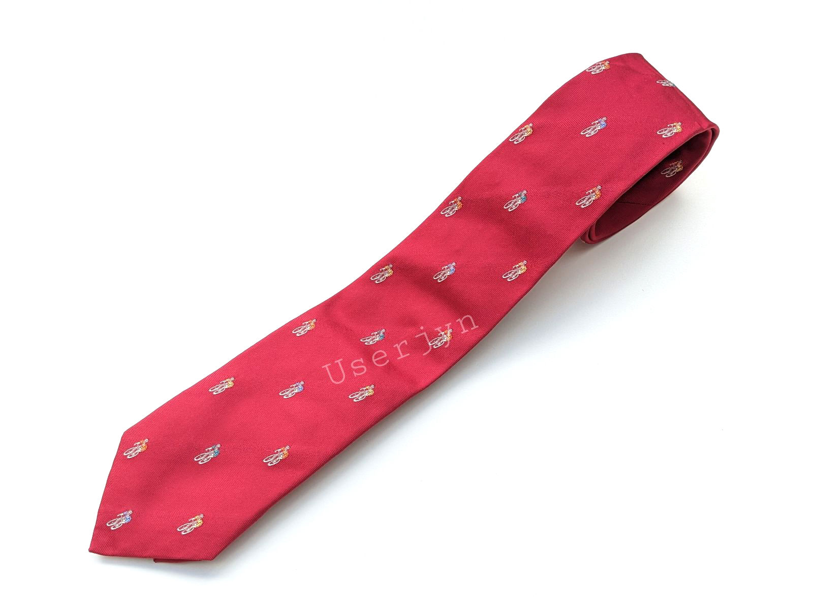 Paul Smith Cyclist Embroidered Red Silk Tie