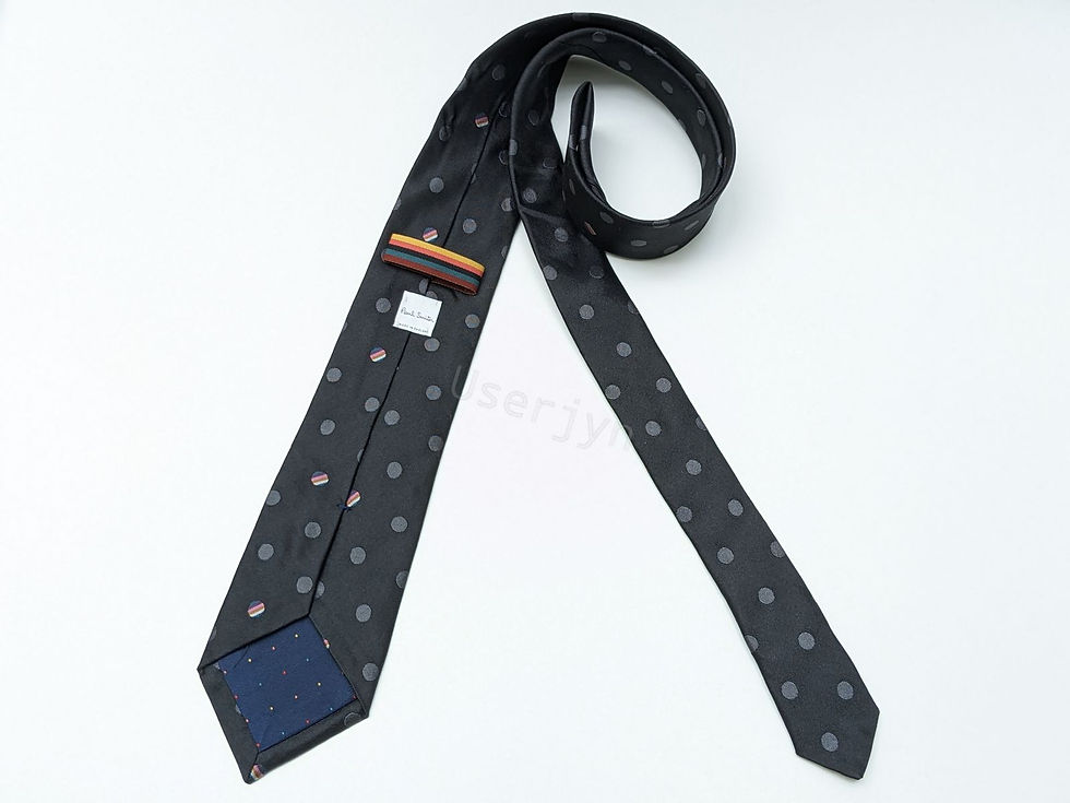 Thumbnail: Paul Smith Men's Artist Stripe Polka Dot Silk classic black Tie back view