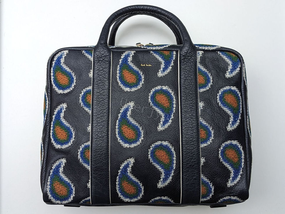 Paul Smith paisley navy leather bag overview