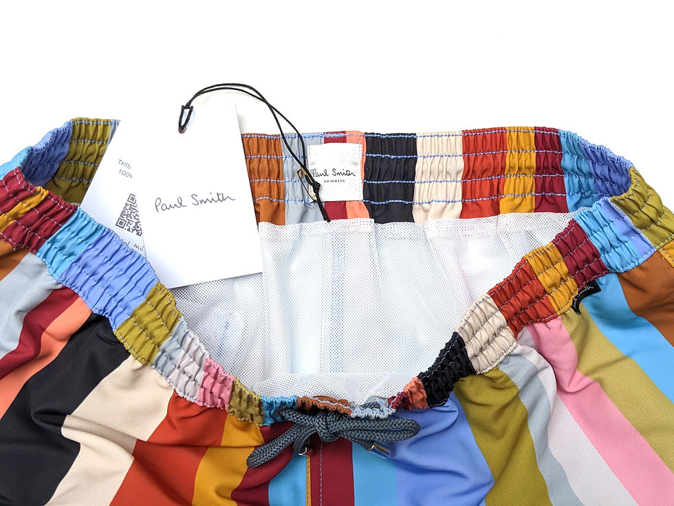 Thumbnail: Paul Smith signature stripe swim shorts waistband with tags