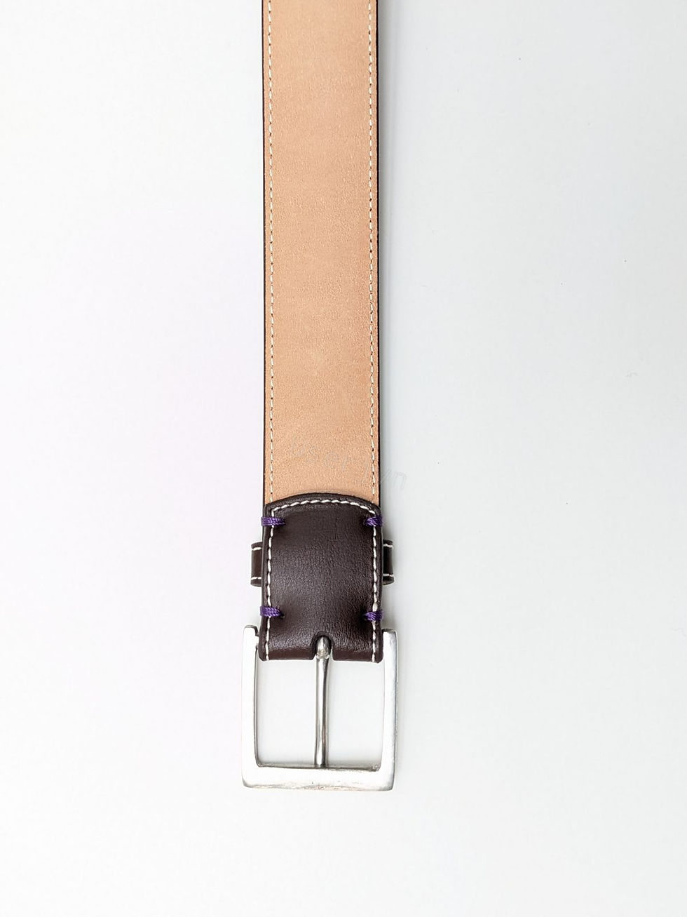 Thumbnail: Paul Smith Men's Mini through the Door Tip Brown Leather Belt the back of the buckle view