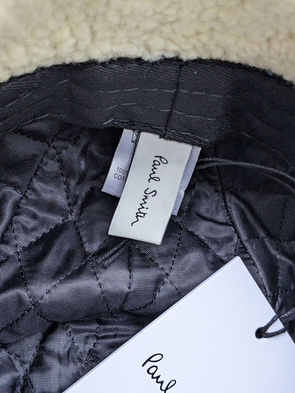 縮圖：Paul Smith Men's Sky Blue Corduroy Shearling Cap Trapper Hat with labels