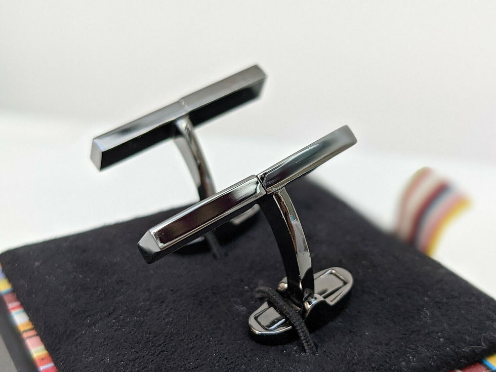 縮圖：Paul Smith Spin Rotate Grey Signature Multi Stripe Logo Cufflinks top view