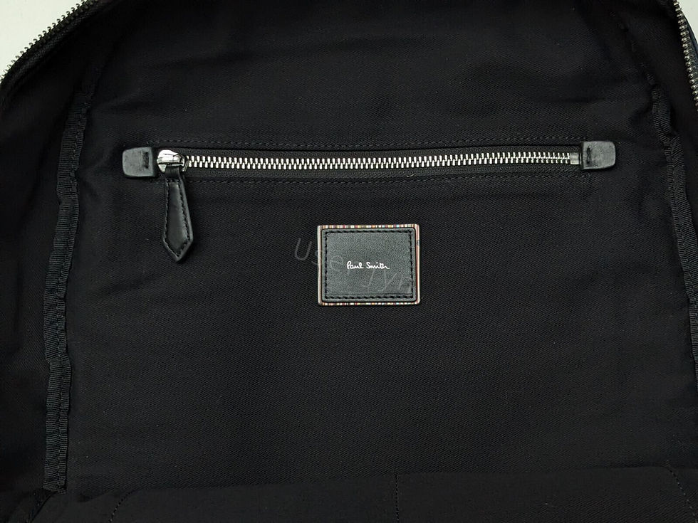 縮圖：Paul Smith signature stripe leather trim navy and black backpack rucksack internal pocket