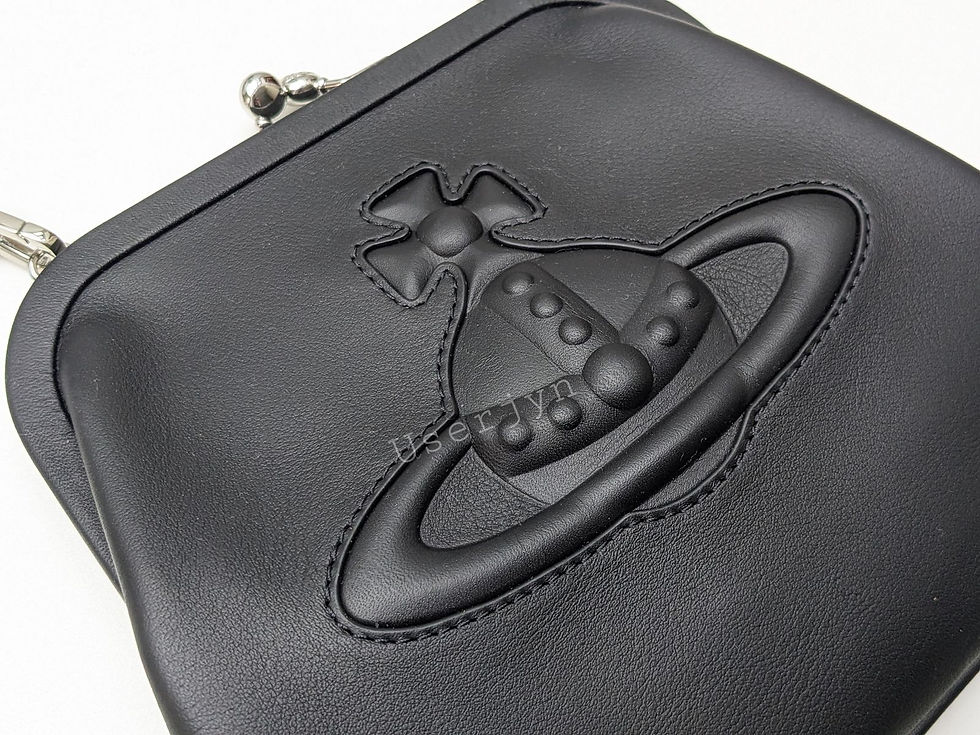 縮圖：Black Vivienne Westwood wallet with gold orb logo. Vivienne Westwood Wallet -BNWT Gold Orb Navy Leather Coin Pouch Wallet RRP: £170