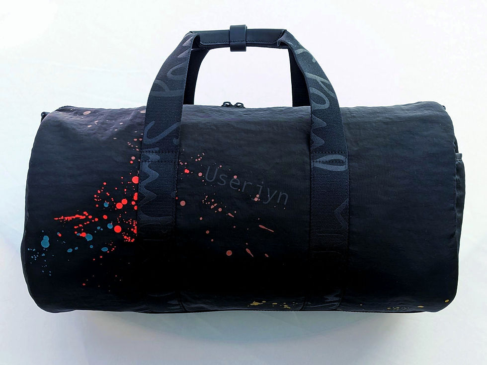 縮圖：Black duffle bag with colorful paint splatter; Paul Smith Duffle Bag