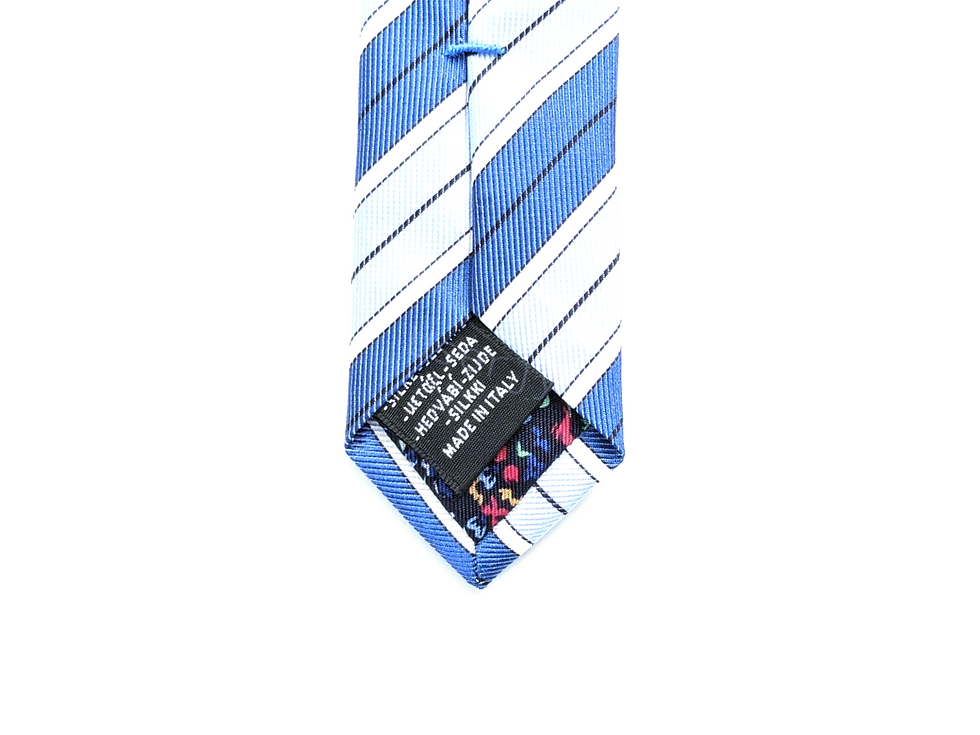Thumbnail: Tie label showing 100% silk and Made in Italy