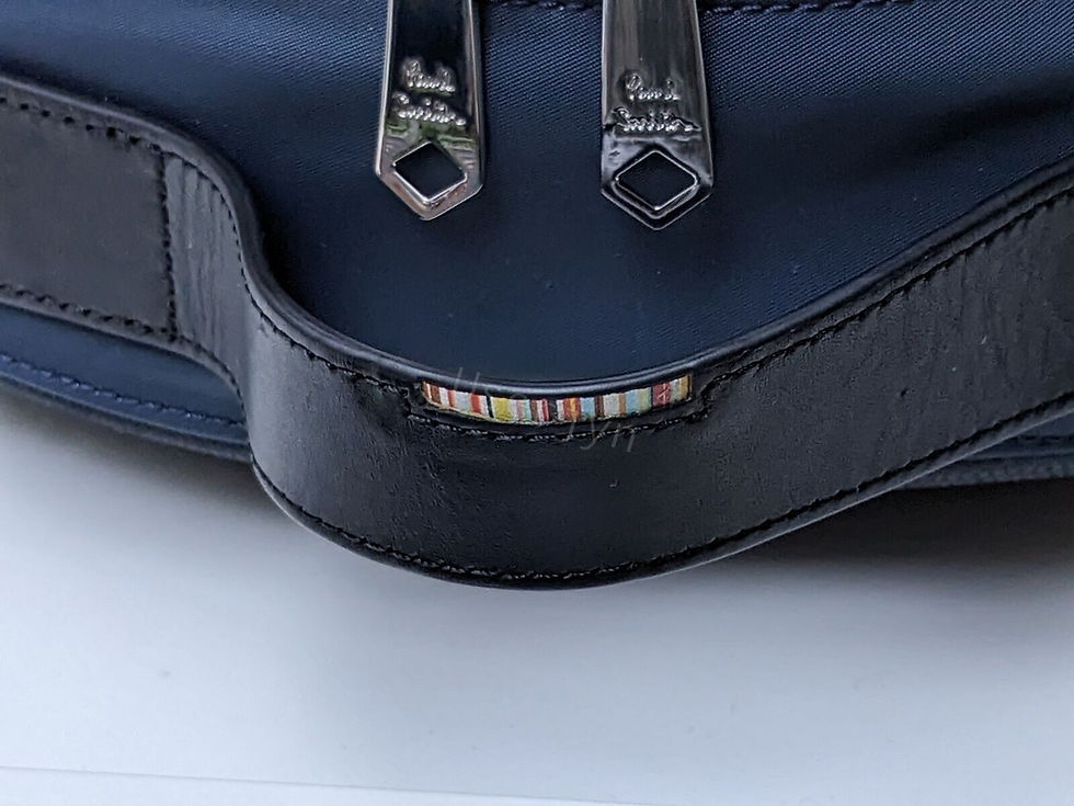 縮圖：Paul Smith signature stripe leather trim navy and black backpack rucksack signature stripe leather trim