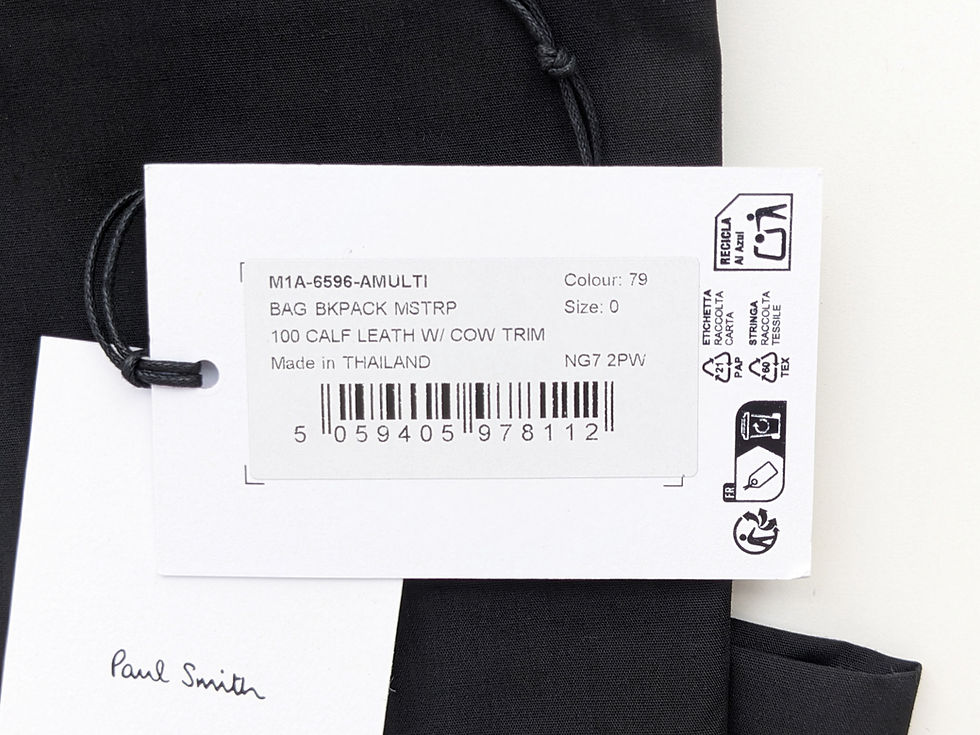 Thumbnail: Paul Smith product tag for calf leather bag